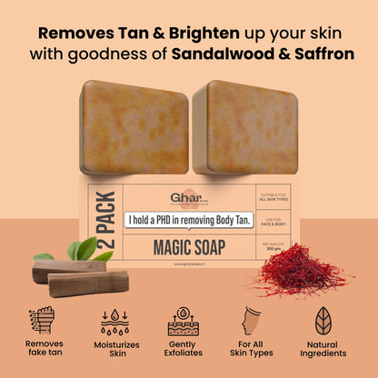 Ghar Soaps Sandalwood & Saffron Magic Soaps For Bath (100 Gms Pack Of 1)