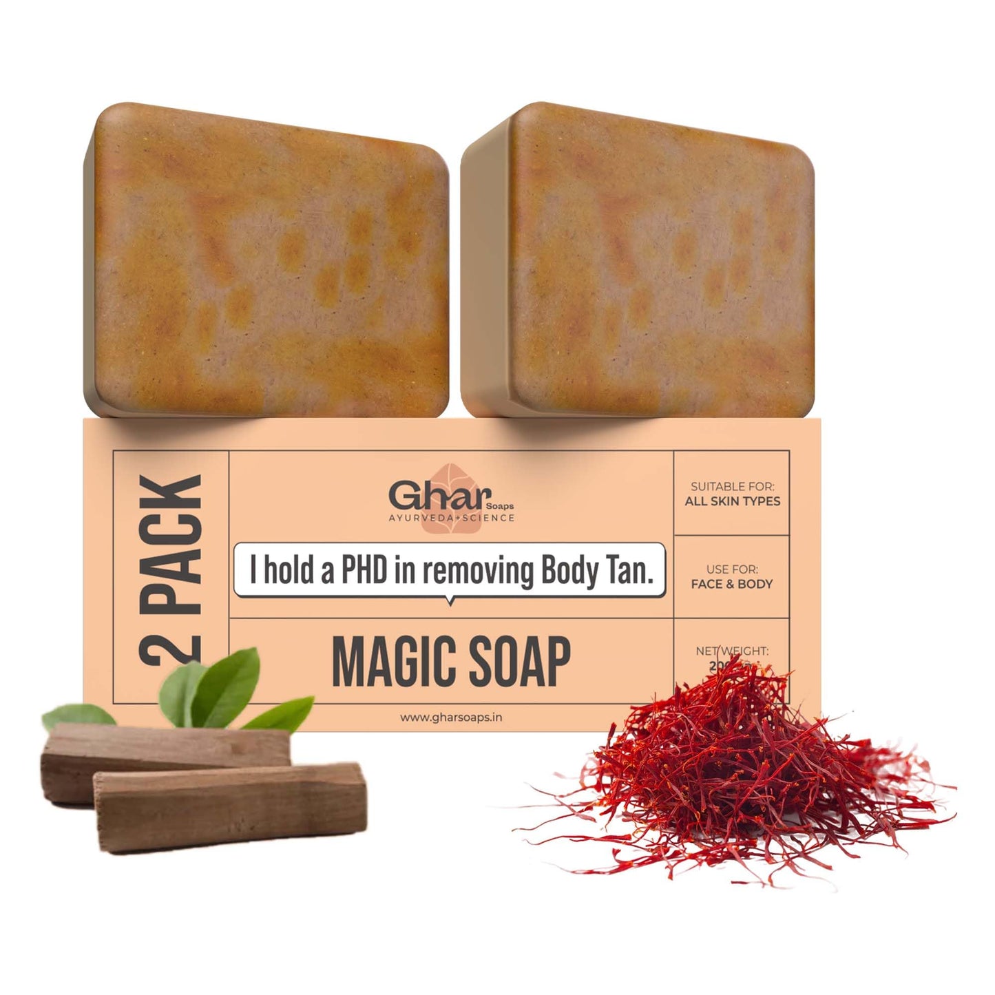 Ghar Soaps Sandalwood & Saffron Magic Soaps For Bath (100 Gms Pack Of 1)