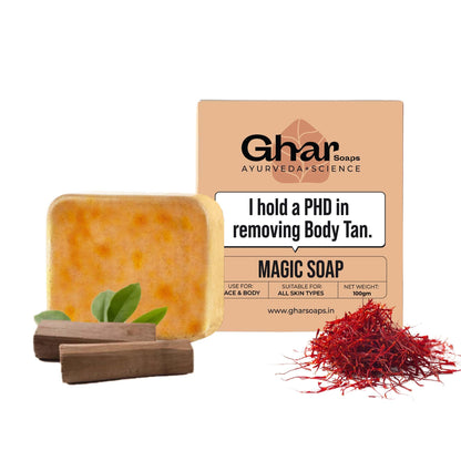 Ghar Soaps Sandalwood & Saffron Magic Soaps For Bath (100 Gms Pack Of 1)